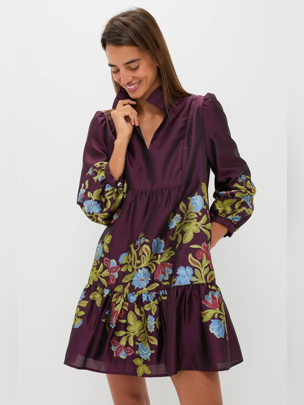 Tuckernuck Plum Floral Embroidered Dress